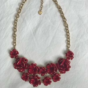 Beautiful Talbots Necklace Gold With Red Flowers